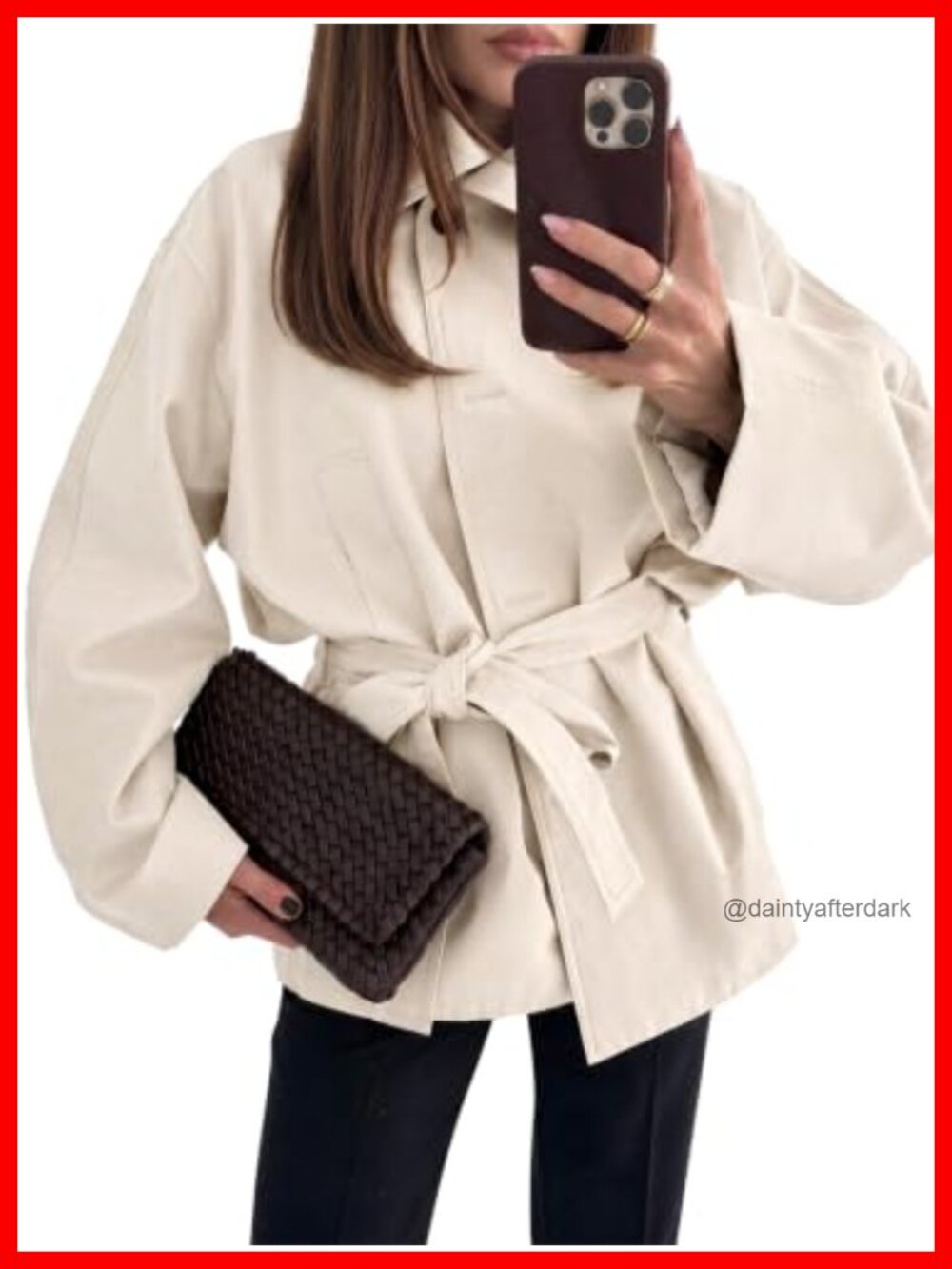 Oversized Trench Coat Stand Collar Button Front Belted Fall Jacket